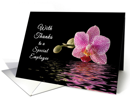 Employee Thank You Greeting Card-Purple Orchid and Reflection card