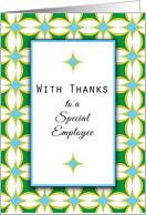 Employee Thank You Greeting Card-Green Blue Diamond Background card