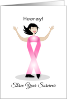 Breast Cancer Survivor Encouragement Greeting Card-Three Year card