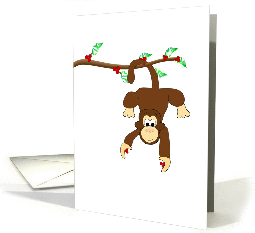 Monkey Hanging from Branch-Blank Note card (821688)