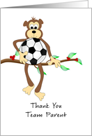 Thank You Soccer Team Parent-Monkey and Soccer Ball-Futbol card
