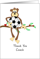 Thank You Soccer Coach / Futbol Coach-Monkey and Soccer Ball, Futbol card