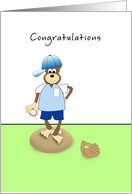 Baseball Congratulations-No Hitter with Monkey card
