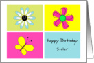 Sister Birthday Card, Butterfly, Flowers card
