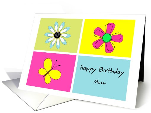 Mom / Mother Birthday Card, Butterfly, Flowers card (827645)