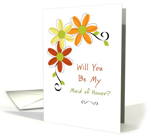 Maid of Honor Request-Three Autumn Flowers card (828315)