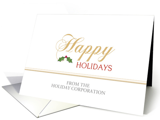 Business Happy Holidays Greeting Card-Holly-Customizable Text card