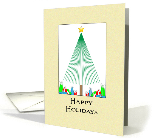 Happy Holidays Christmas Greeting Card with Tree and Presents card