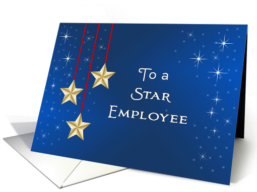 For Employee Thank You Card-Gold Colored Star-Red String Look card