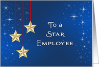 For Employee Thank You Card-Gold Colored Star-Red String Look card