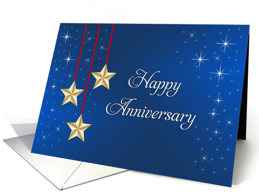 For Employee Anniversary Card-Three Gold Colored Stars-Red... (828594)