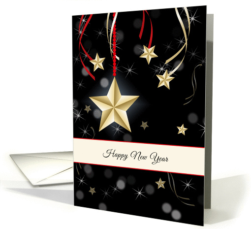Business Happy New Year Greeting Card-Gold Star Look card (828765)