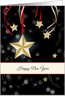 Business Happy New Year Greeting Card-Gold Star Look card