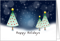 Christmas Trees in Winter Scene-Happy Holidays card