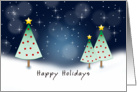 Business Christmas Trees in Winter Scene-Happy Holidays card