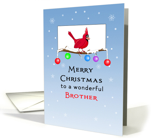 For Brother Christmas Card with Red Cardinal on Tree Branch card