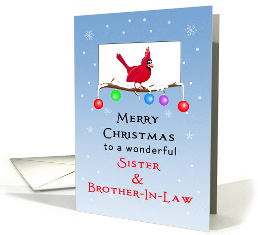 For Sister and Brother-In-Law Christmas Card-Cardinal on Branch card