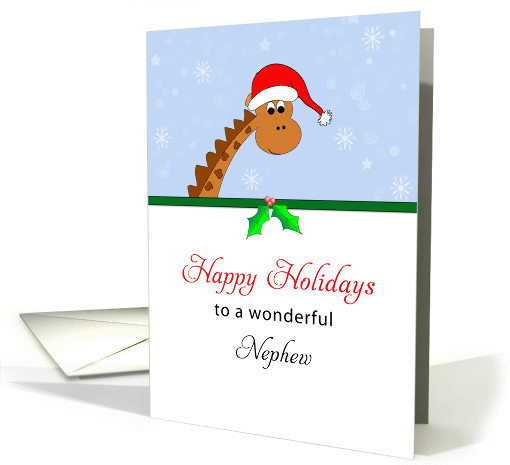 For Nephew Christmas Card-Happy Holidays-Giraffe Wearing a... (829386)