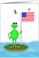 Patriotic Frog on Lily Pad Greeting Card-Blank Note Card-Patriotic card