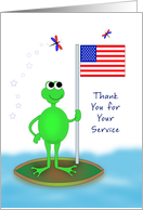 Thank You Troops Greeting Card for Servicemen-Patriotic-Frog-Lily Pad card