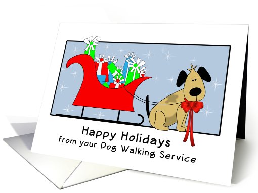 From Dog Walking Service Christmas Card with Dog, Sleigh... (830963)
