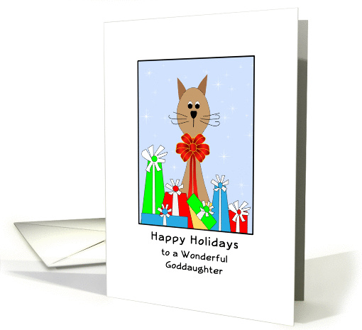 For Goddaughter Christmas Greeting Card-Cat-Presents-Gifts card