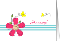 Last Round of Chemo Greeting Card-Hooray-Smiling Flower-Butterflies card