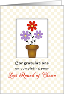 Last Round of Chemotherapy Greeting Card-Hooray-Flowers in Pot card