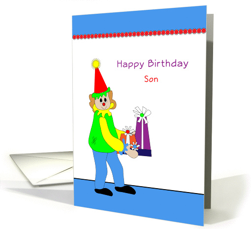 Son Birthday Card with Clown and Presents card (832096)