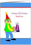 Nephew Birthday Card with Clown and Presents card