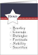 Support Our Troops Greeting Card-Hero-Patriotic Stars-Red, White, Blue card