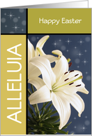 Religious Happy Easter Greeting Card-White Lilies-Alleluia card