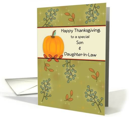 Son & Daughter-In-Law Thanksgiving Greeting Card-Pumpkin... (836354)