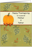 Mother & Father Thanksgiving Greeting Card-Pumpkin and Leaves card