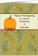 Grandma & Grandpa Thanksgiving Greeting Card-Pumpkin and Leaves card