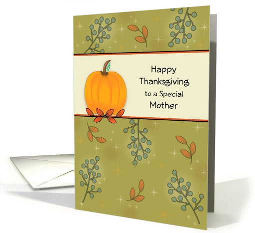 Mom/Mother Thanksgiving Greeting Card-Pumpkin and Leaves card (836366)