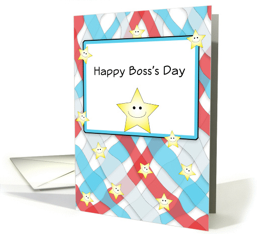 For Boss Boss's Day Card-Red, White and Blue with Smiling Stars card