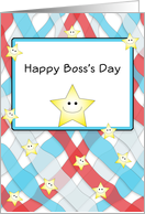 For Boss Boss’s Day Card-Red, White and Blue with Smiling Stars card