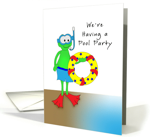 Pool Party Invitation Greeting Card with Frog, Snorkel,... (842866)