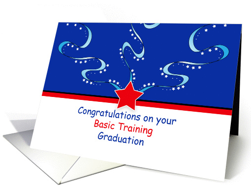 Basic Training Graduation Greeting Card with Stars and Swirls card