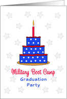 Military Boot Camp Graduation Party Invitation with Patriotic Cake card