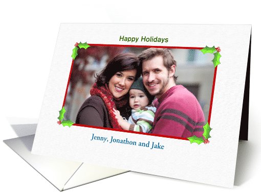 Christmas Photo Greeting Card with Holly Berries Frame... (850151)