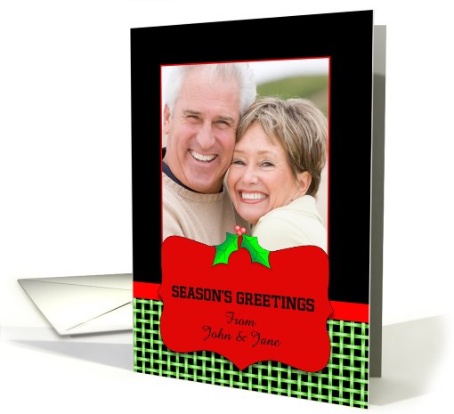 Customizable Christmas Photo Greeting Card with Holly card (850198)