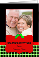 Customizable Christmas Photo Greeting Card with Holly card
