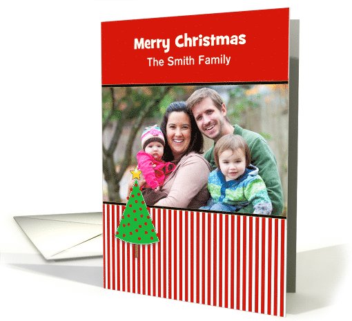 Customizable Christmas Photo Greeting Card with Tree card (850202)