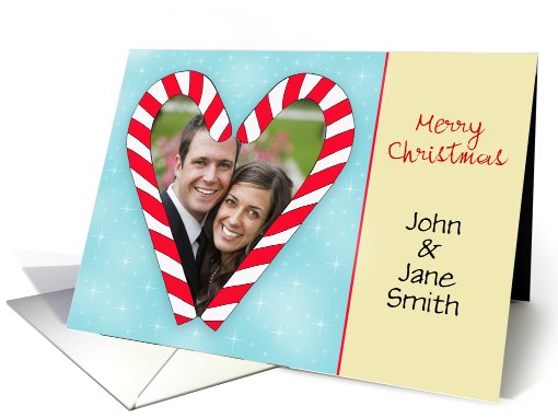 Customizable Candy Cane Heart Photo card (850289)
