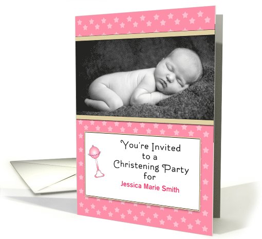 Christening Party Invitation Greeting Card For Girl Photo... (850396)