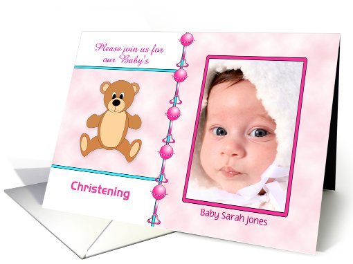 Customizable Christening Invitation for Girl Photo Invitation card