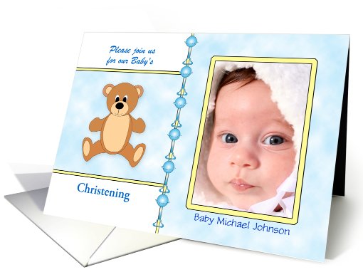 Customizable Christening Invitation for Boy Photo Invitation card