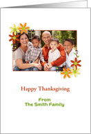 Customizable Thanksgiving Photo Card with Autumn Flowers card